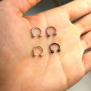 4 Pcs 16G Horseshoe Nose Septum Rings Piercing Set 316L Surgical